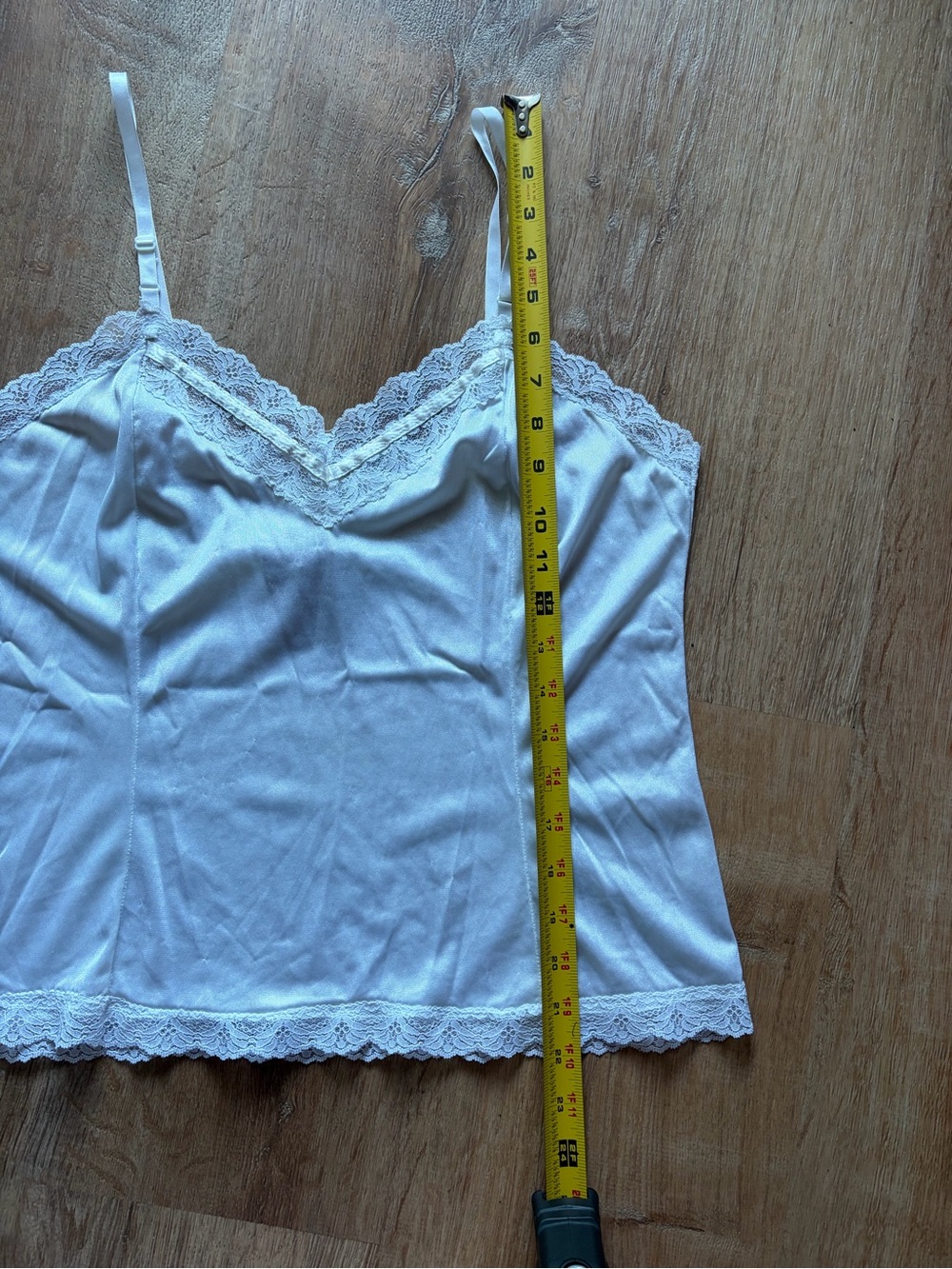 Vintage White Nylon Camisole with Lace Trim and Satin Ribbon - Picture 6 of 7